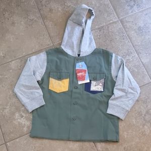 NWT Faded Glory  hooded button down shirt